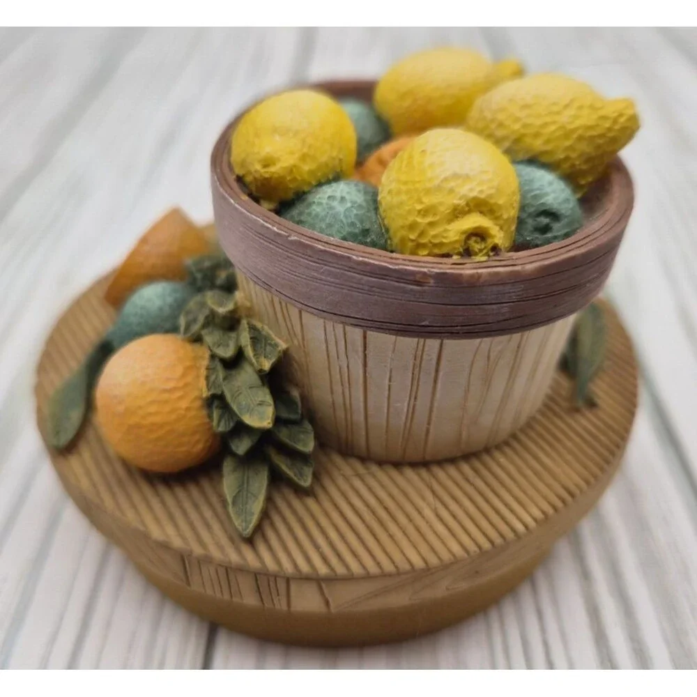 Lot of 2 Yankee Candle Jar Lids Covers Tea Set Tea Cup Lemon Basket Decorative